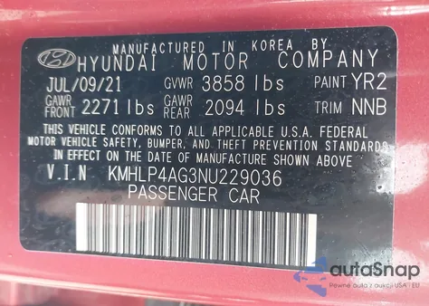 2022 Hyundai Elantra Limited z USA, uszkodzony, nr VIN KMHLP4AG3NU229036